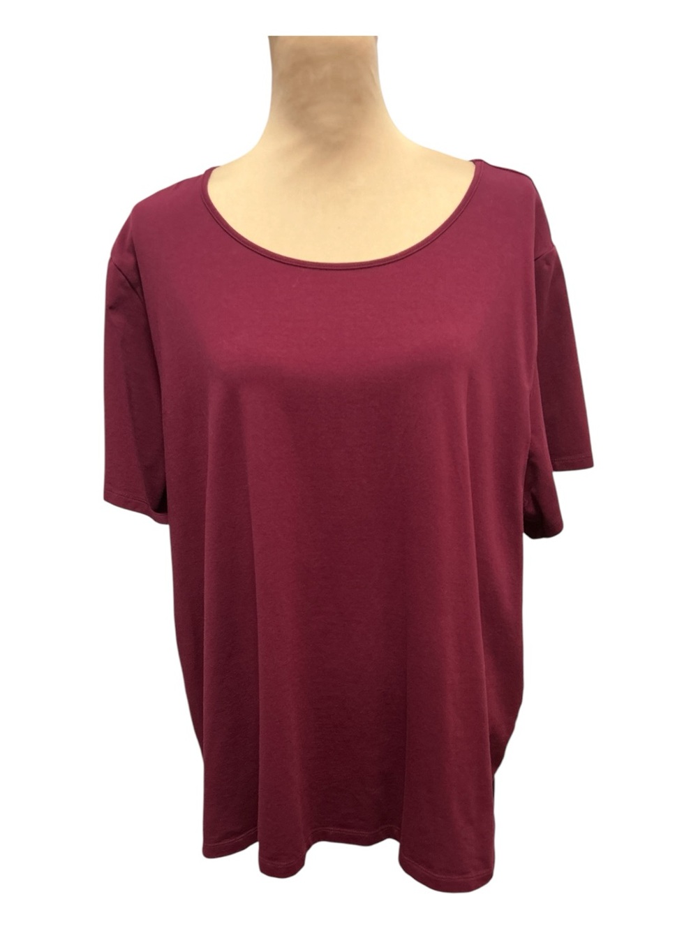 Coldwater Creek Short Sleeve Round Neck Tee Dark Red Burgundy Plus Size 3X Soft.